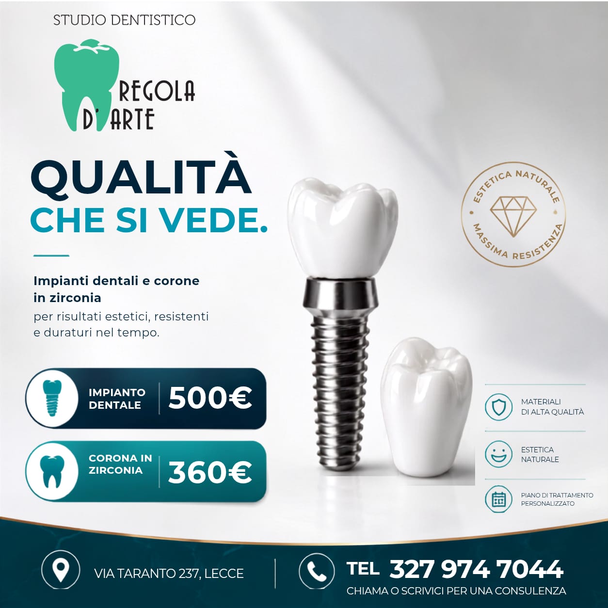 Studio dentistico Regola D'Arte con percorso implantare personalizzato